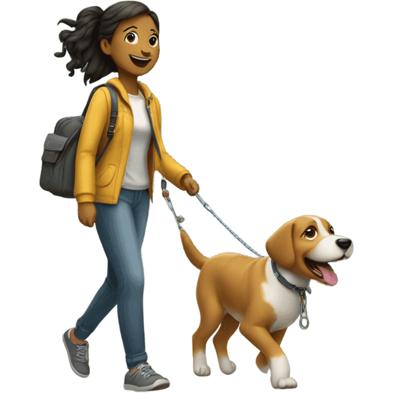 Girl walking her dog emoji