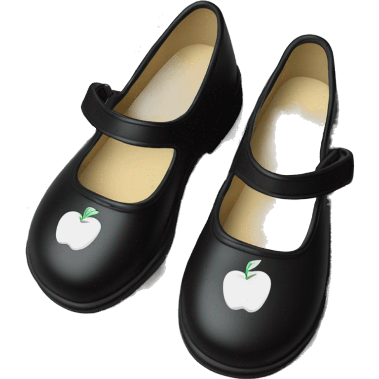 Apple emoji style Pair of Black Mary Jane’s flat schoolgirl shoes emoji