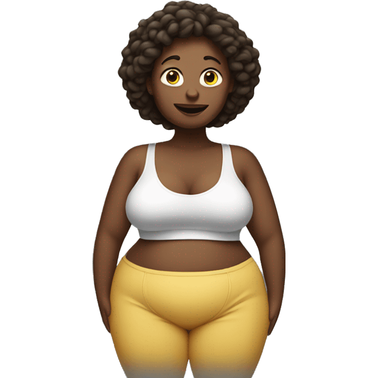 a woman with a giant belly emoji