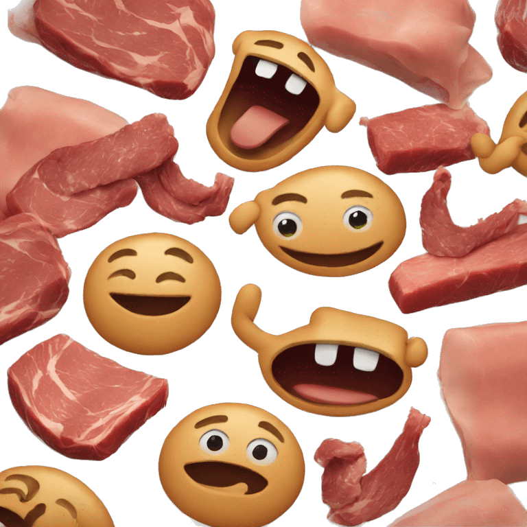 Happy emoji with meat around it emoji