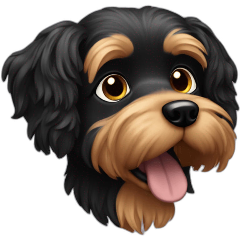 Dog Yorkshire happy with black fur emoji