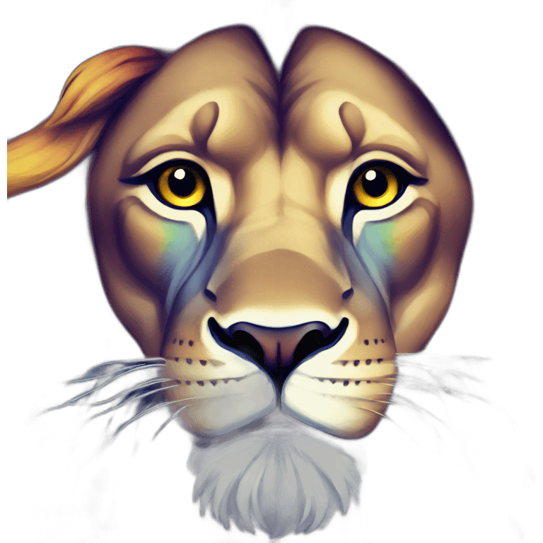 Lion painted with rainbow colors emoji