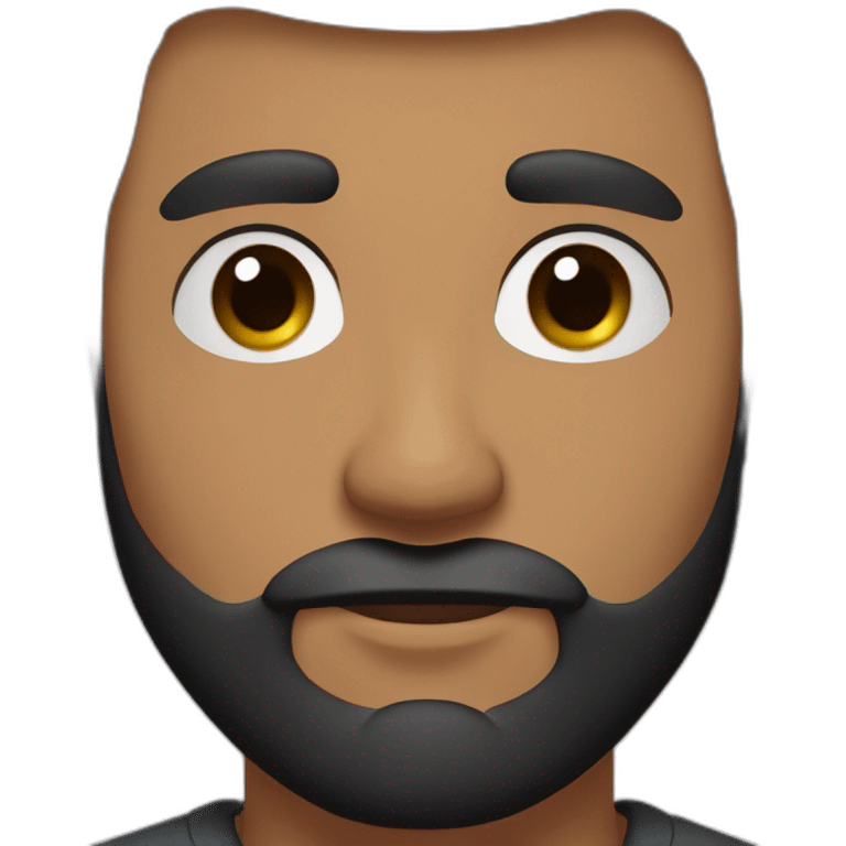 Hombre de cabello negro, ojos almendrados marrones, nariz respingada y barba corta emoji