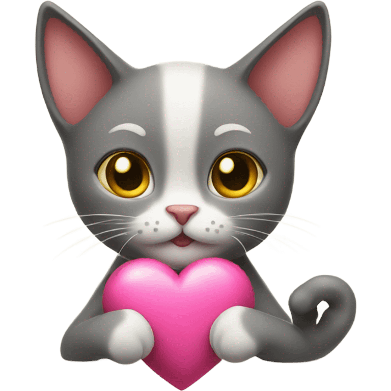 a cat with a heart in its paws emoji