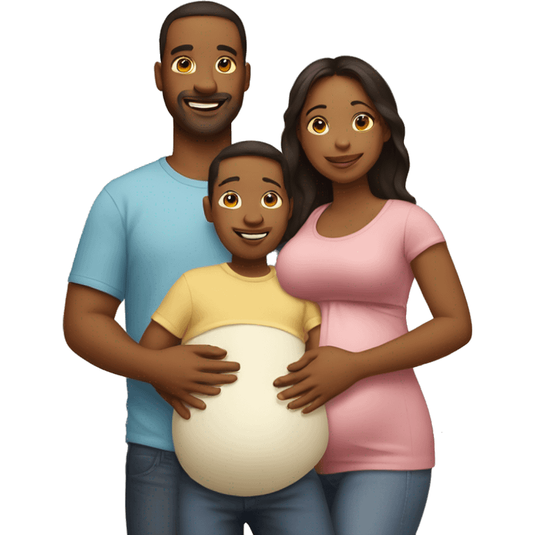 A pregnant woman with her husband and her children   emoji