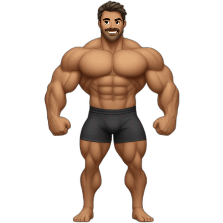 Bodybuilder pelo castaño sin barba cuerpo entero emoji