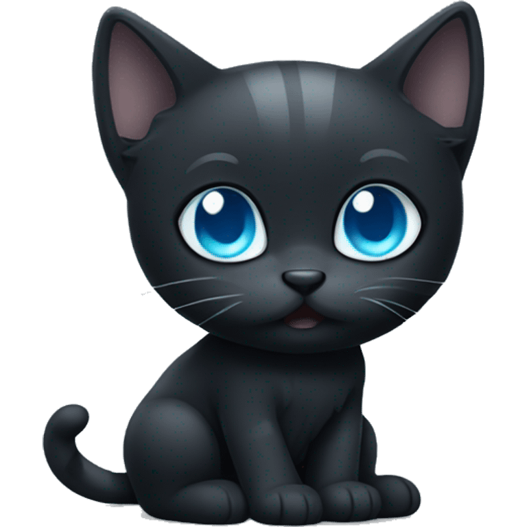 cute dark kitty with light blue eyes  emoji