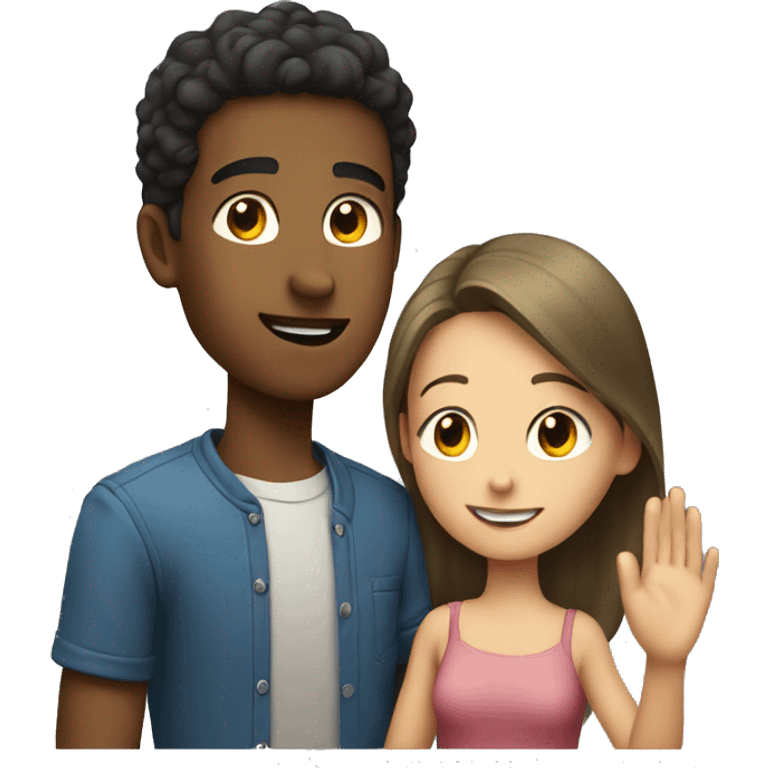 Young man giving a hand to a young woman emoji