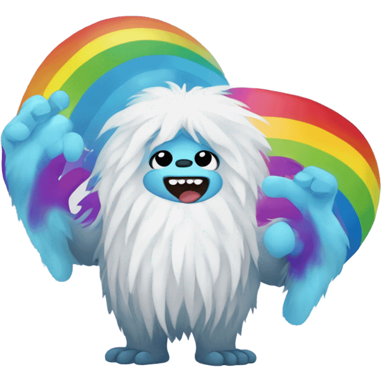 a yeti holding rainbow poop emoji emoji