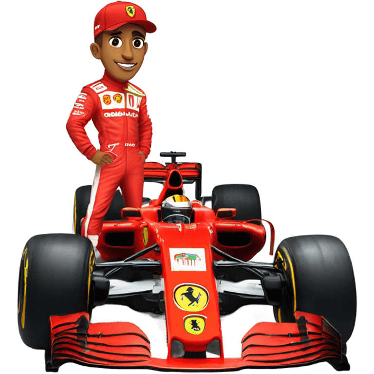 Lewis hamilton with ferrari f1 team  emoji