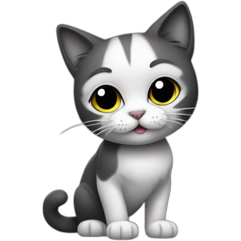 cat black and white play emoji