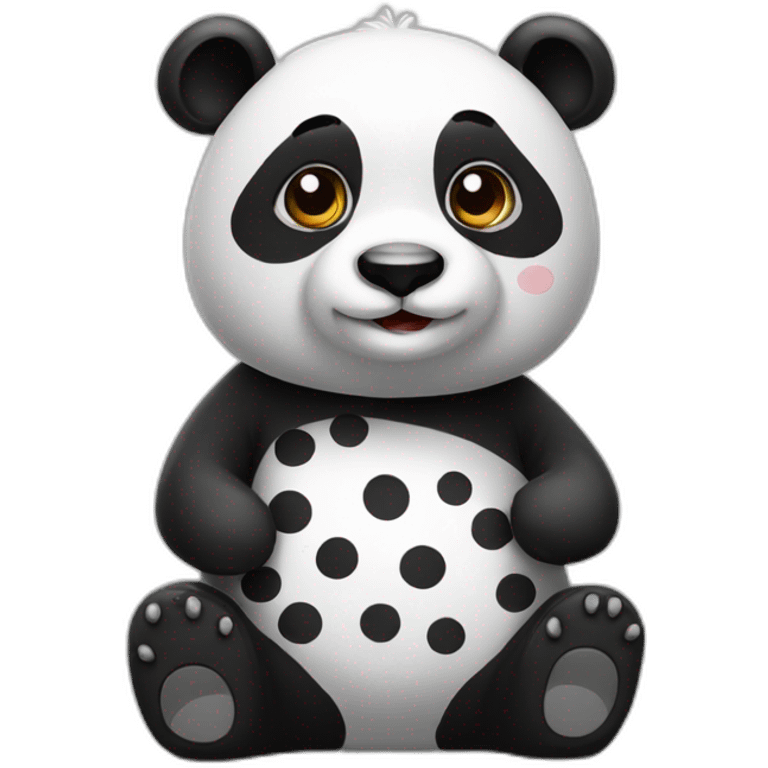 panda dressed with dots emoji