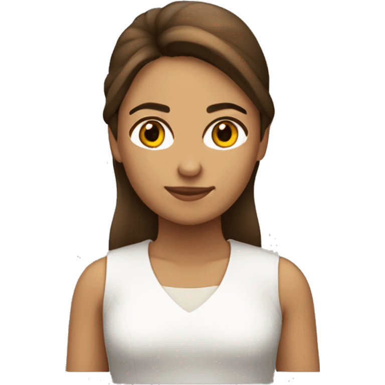 chica blanca con pelo largo, lacio y castaño oscuro  emoji