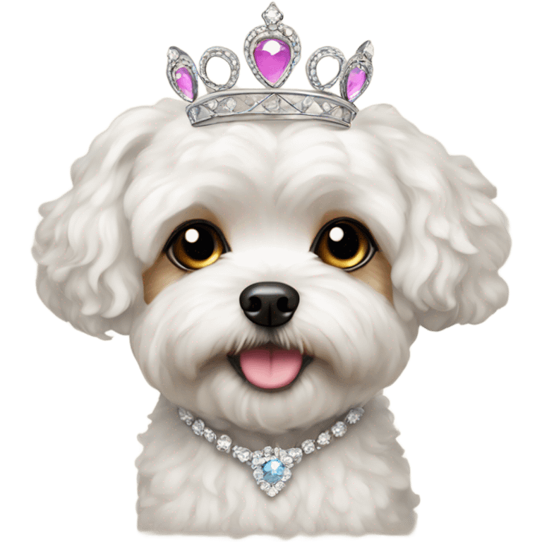 Maltipoo wearing a tiara  emoji