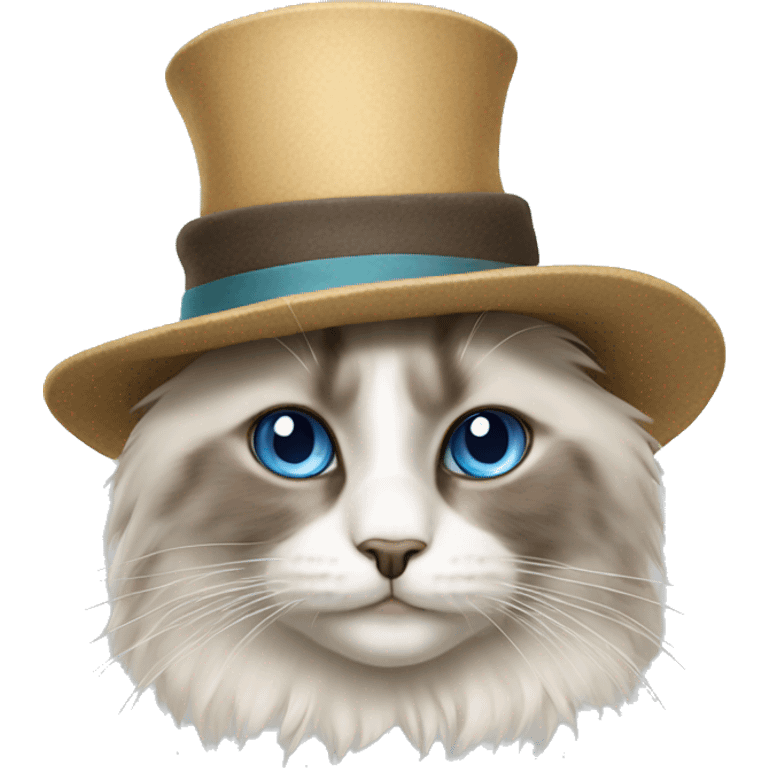 ragdoll cat with a hat emoji