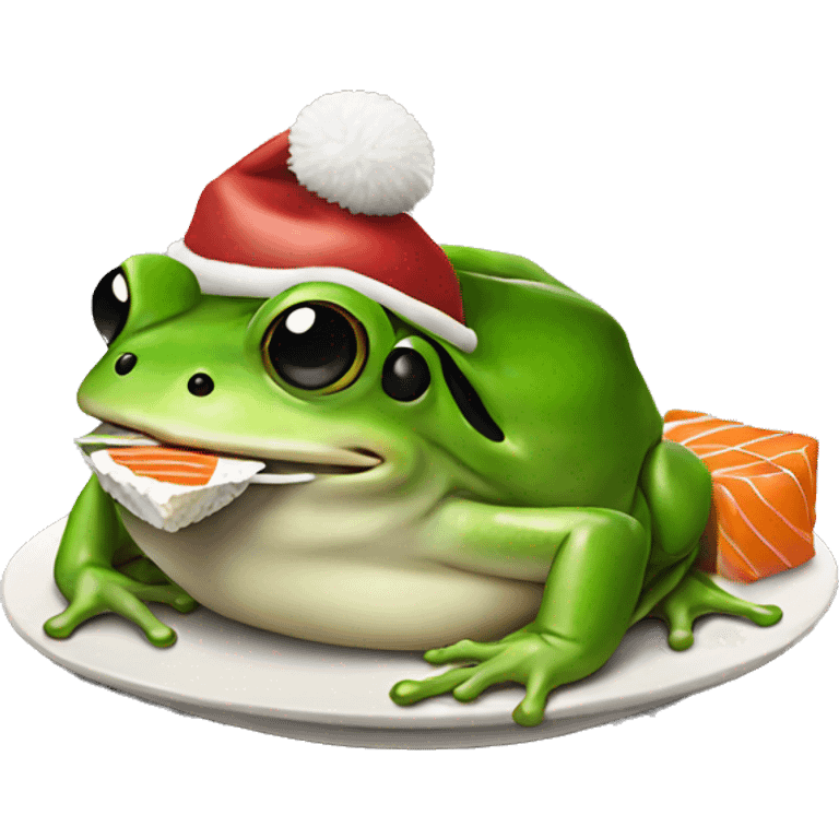 Christmas frog eat sushi emoji