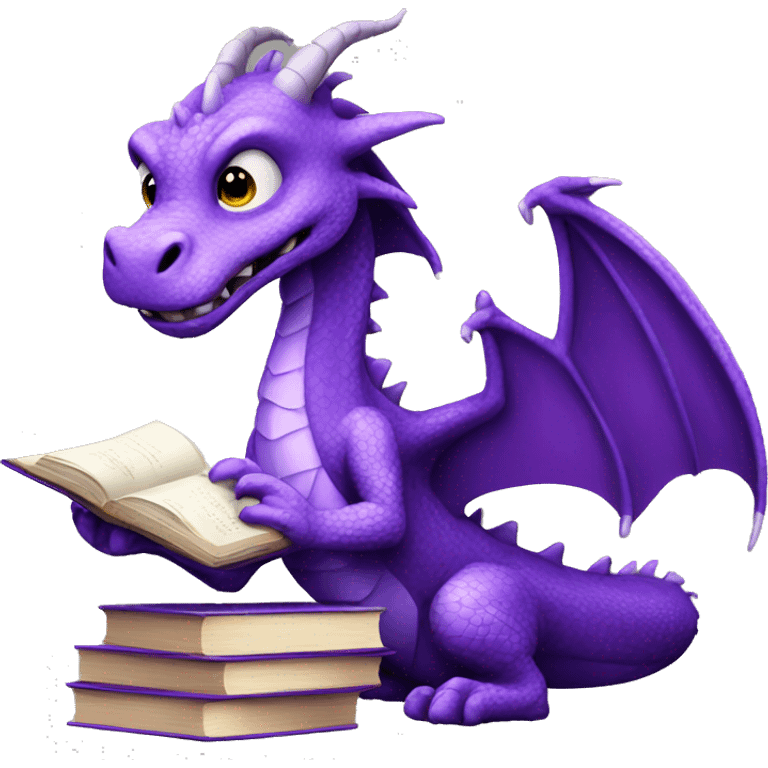 purple dragon holding book emoji