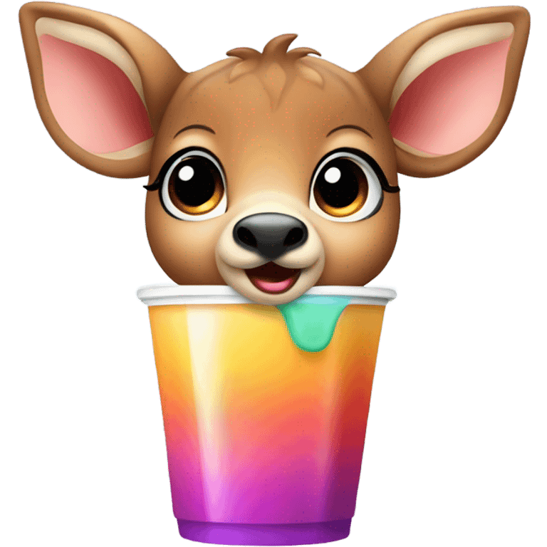 Baby deer drinking iced coffee emoji