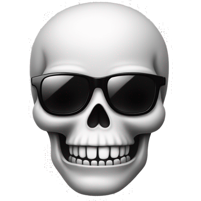 classic rock skull with sunglasses, black and white emoji