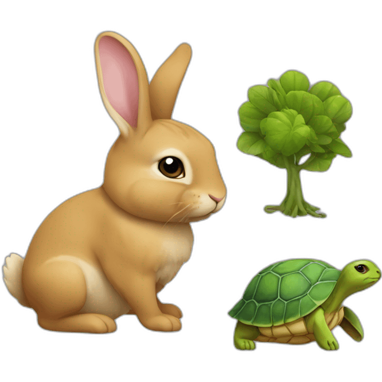 Lapin avec une tortue emoji