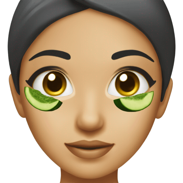 A girl with cucumber spa on her eyes  emoji