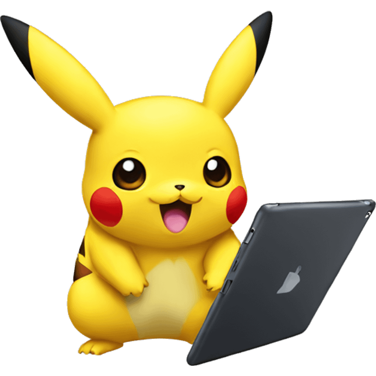 Pikachu with an ipad emoji