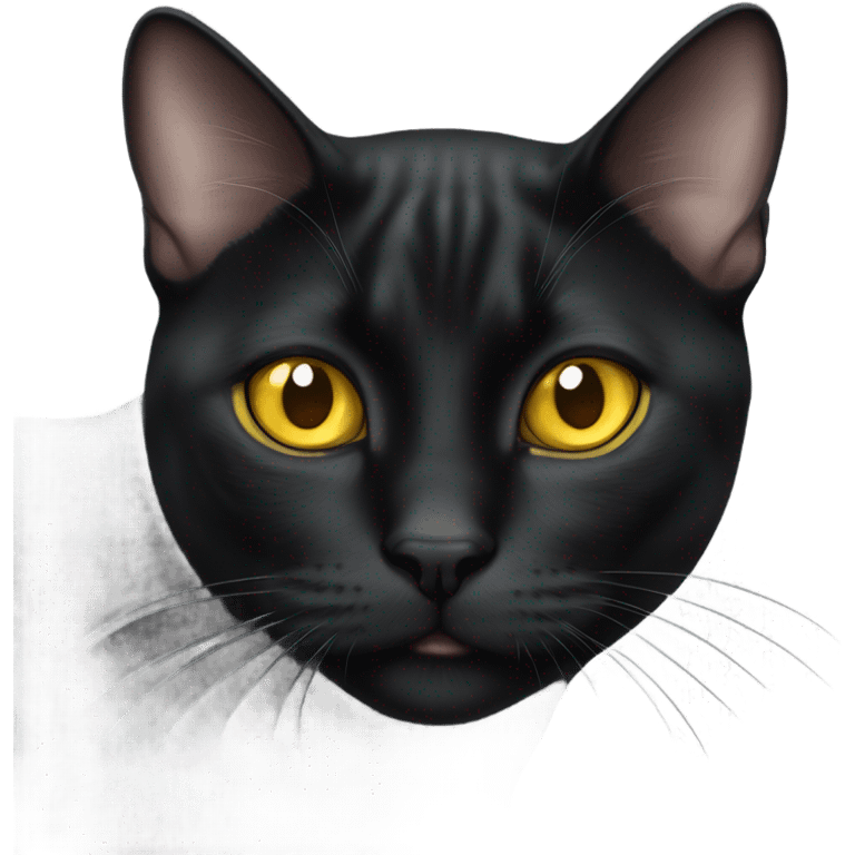 shorthair black cat yellow eyes laying flat emoji