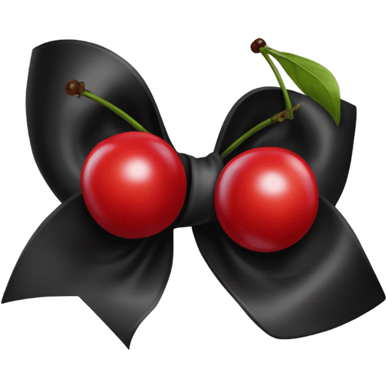 black bow with 2 red cherries emoji