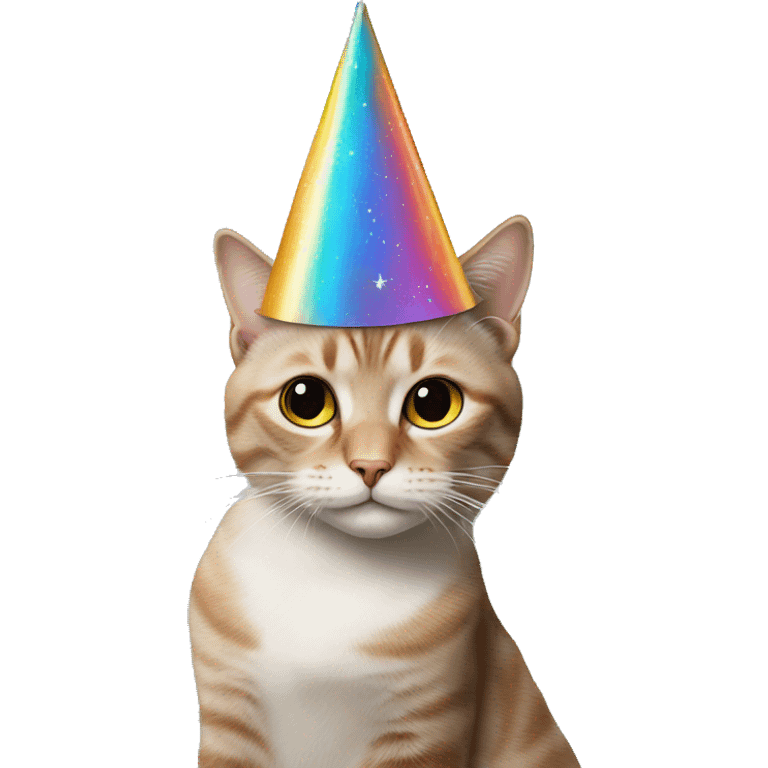 cat wearing a birthday hat at a star wars birthday party emoji