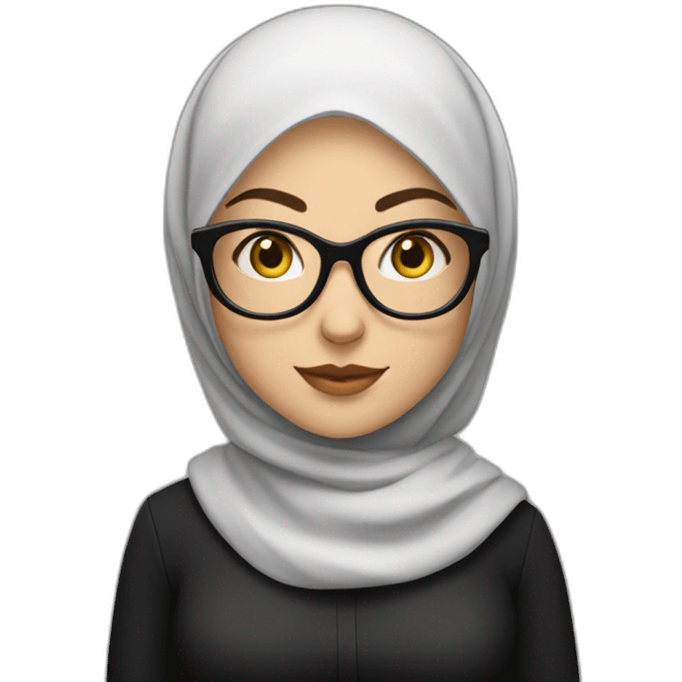 white-woman-wearing-black-hijab-and-black-shirt-and-rounded-glasses emoji