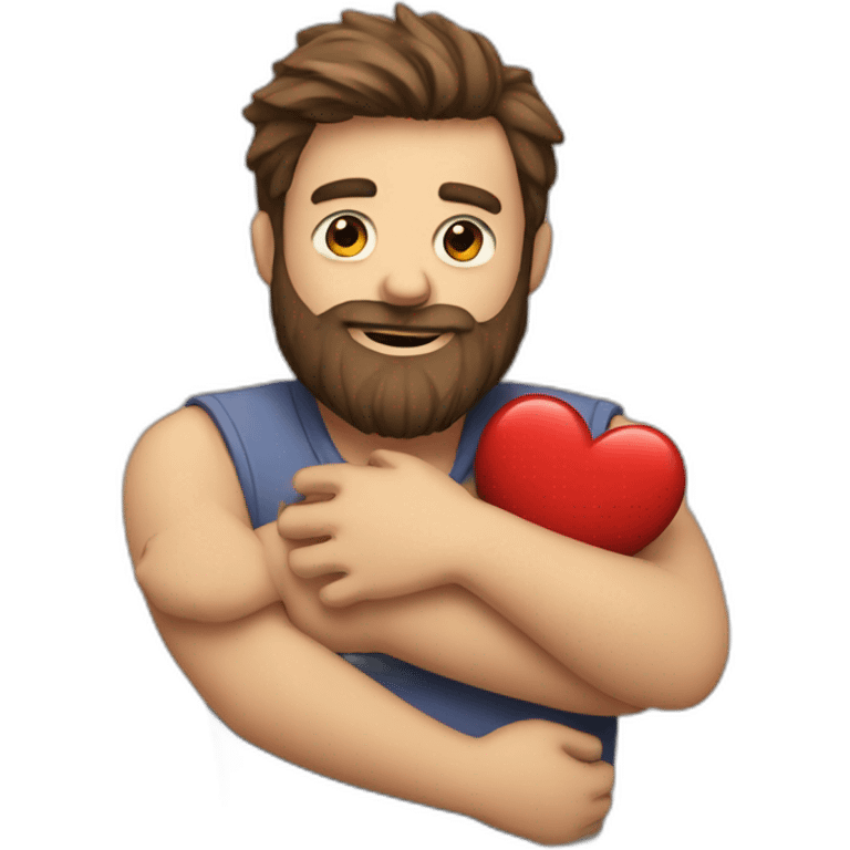 bearded man hugging a heart emoji