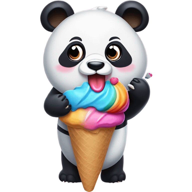 Panda eating ice cream emoji