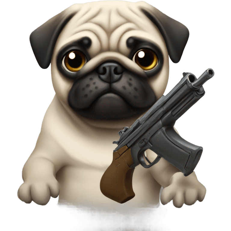 Pug with guns emoji