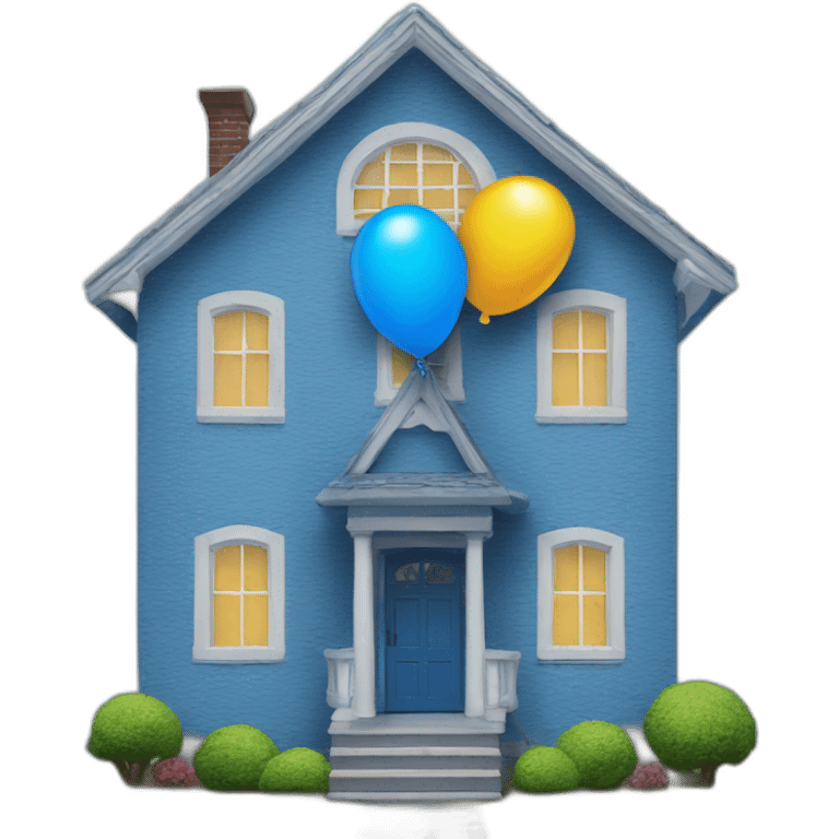 Blue-house-with-ballon emoji