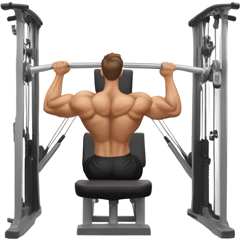 guy doing lat pulldowns on machine emoji