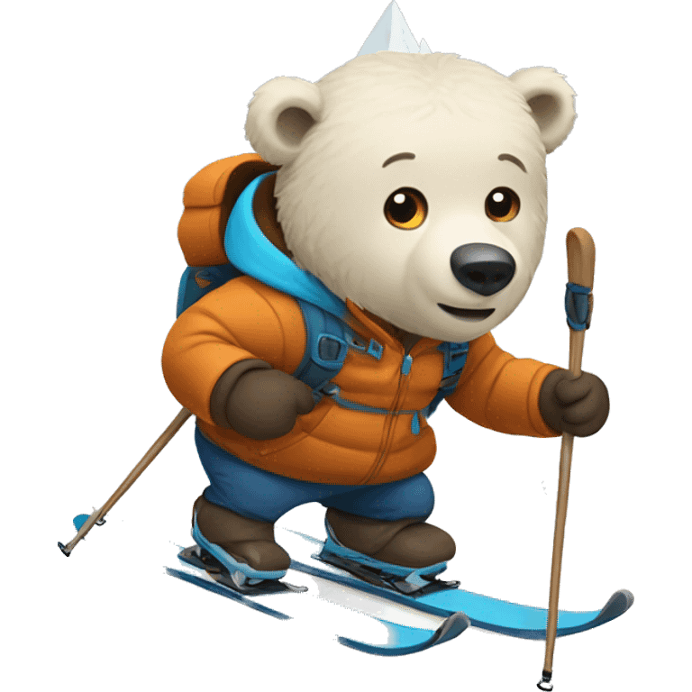 a bear skiing in the mountain emoji