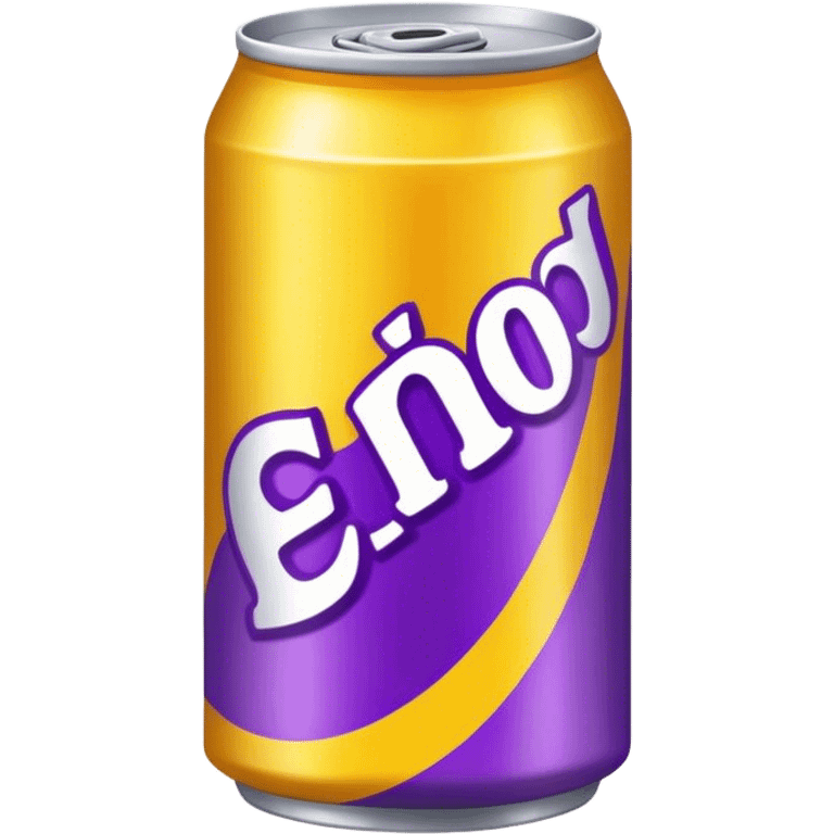 yellow soda can with purple name emoji