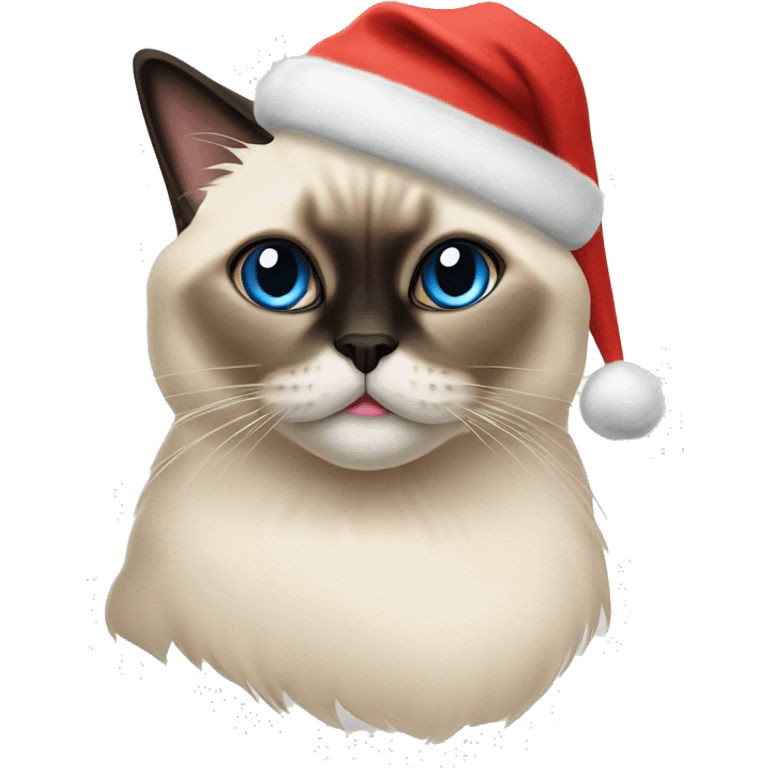 Himalayan Siamese Cat with a Christmas hat on emoji