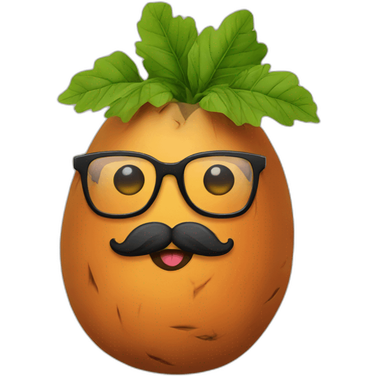 a sweet potato with glasses and a beard emoji