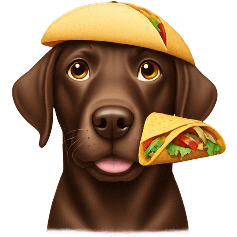 Chocolate lab with a taco emoji