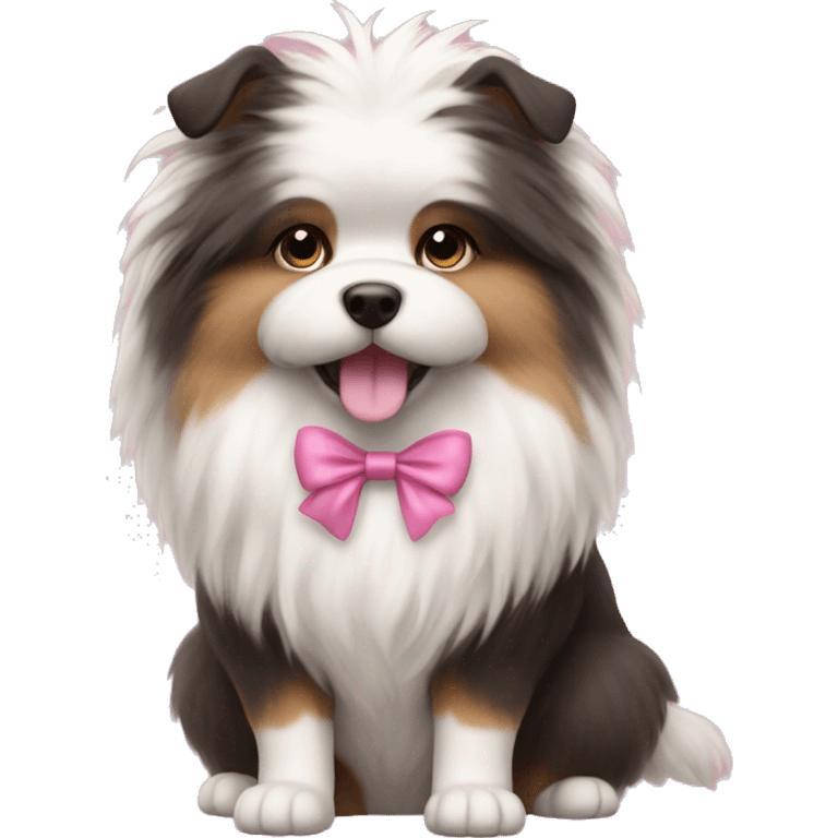 fluffy with dog with a pink bow emoji