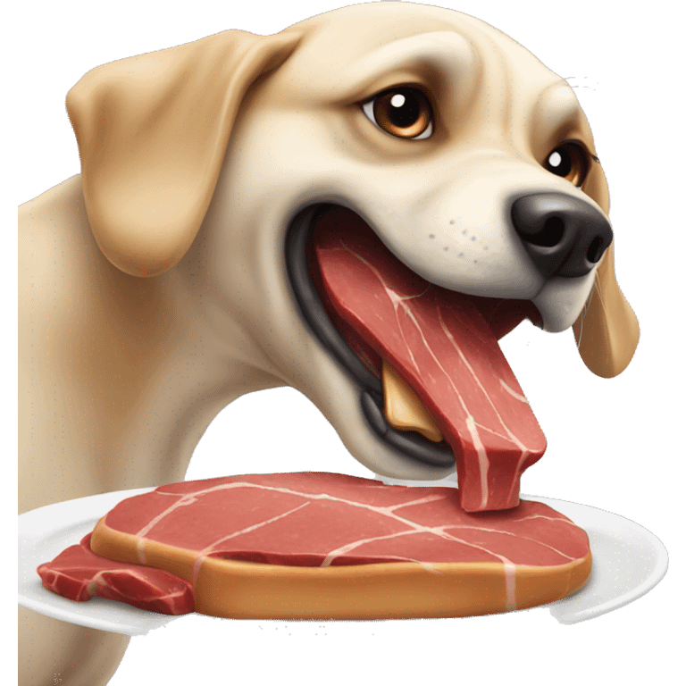 Perro comiendo carne emoji