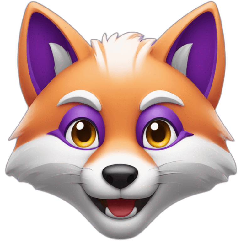 a purple fox doing a wink with his eye emoji