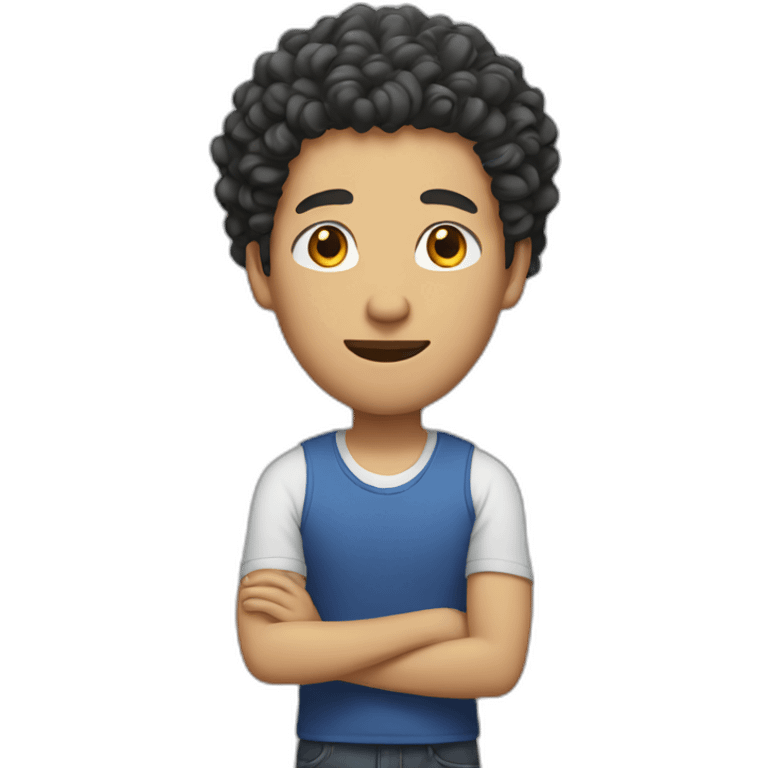 asian man with curly hair emoji