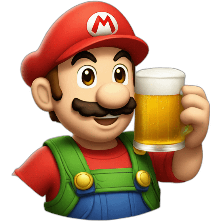 Mario with a beer emoji