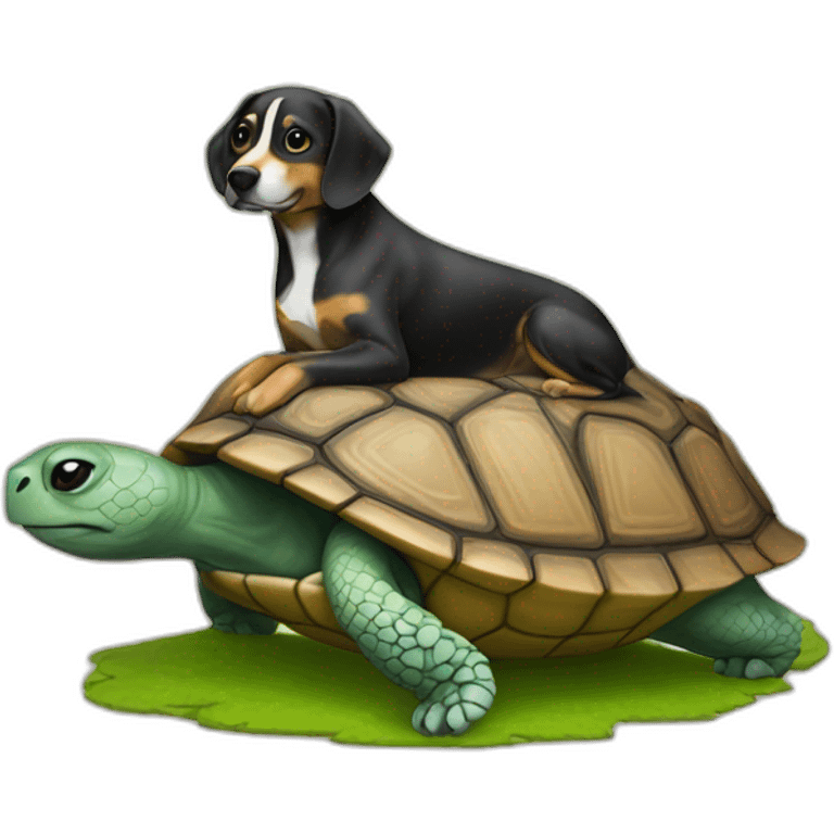 un chien sur une tortue emoji