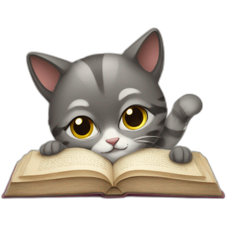 Cat reading book emoji