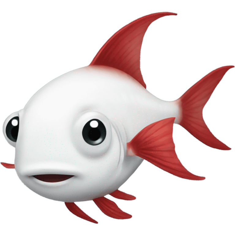 One white fish cute dark red fins  emoji