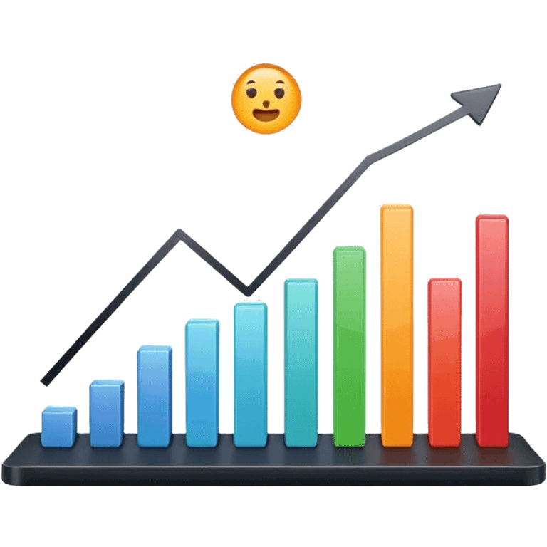 Cinematic realistic 2d growing graph emoji