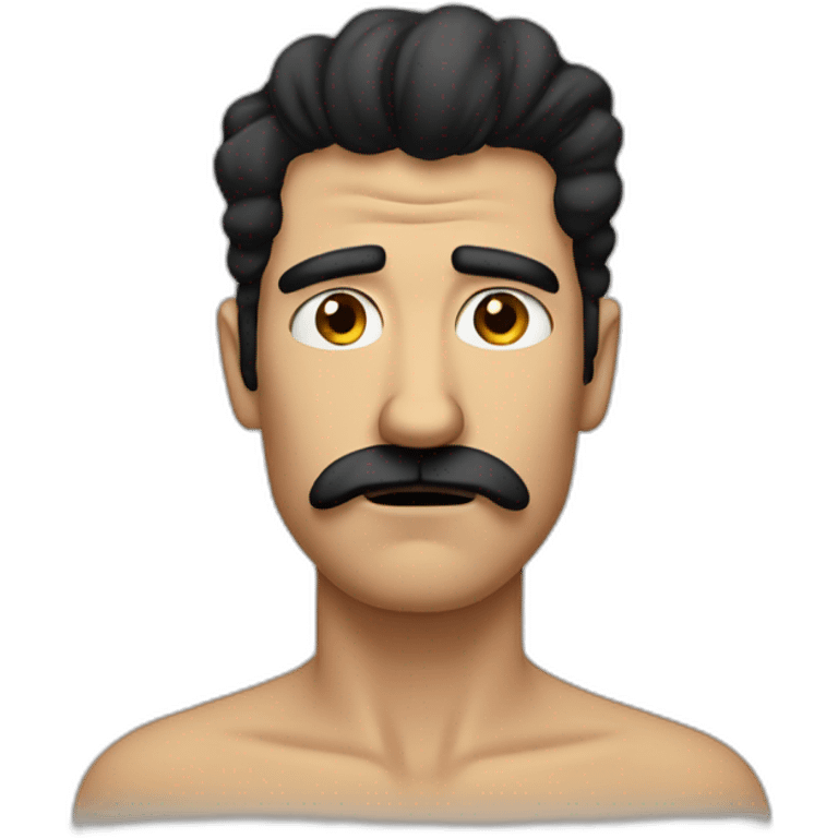 unhappy man with a square black mustache over the mouth and black strangled hair emoji